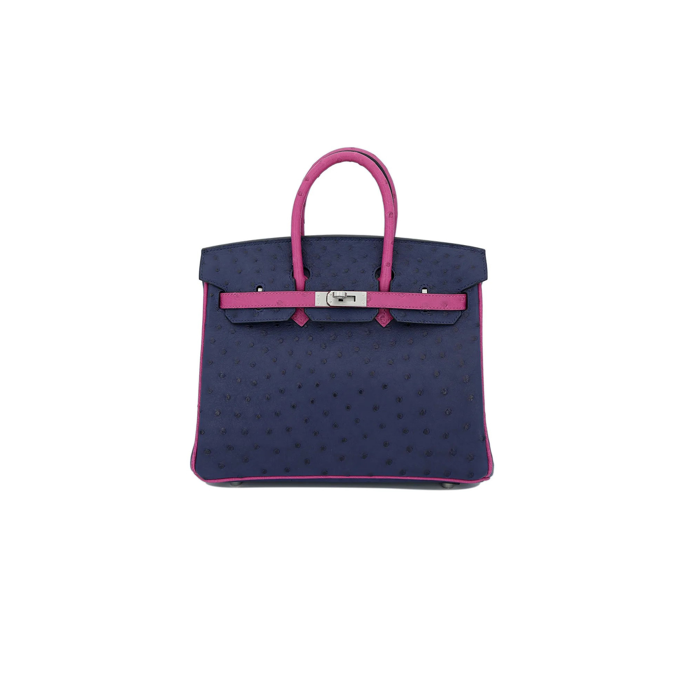 HERMES MASTER BIRKIN 30 OSTRICH LEATHER IRIS ROSE PURPLE SILVER BUCKLE BAG 1737634308 (30*23*15cm)